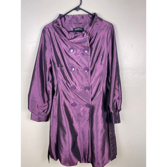 Women's Large Coffeeshop NYC Brand Shiny Purple Metallic Rain Coat - Picture 6 of 6